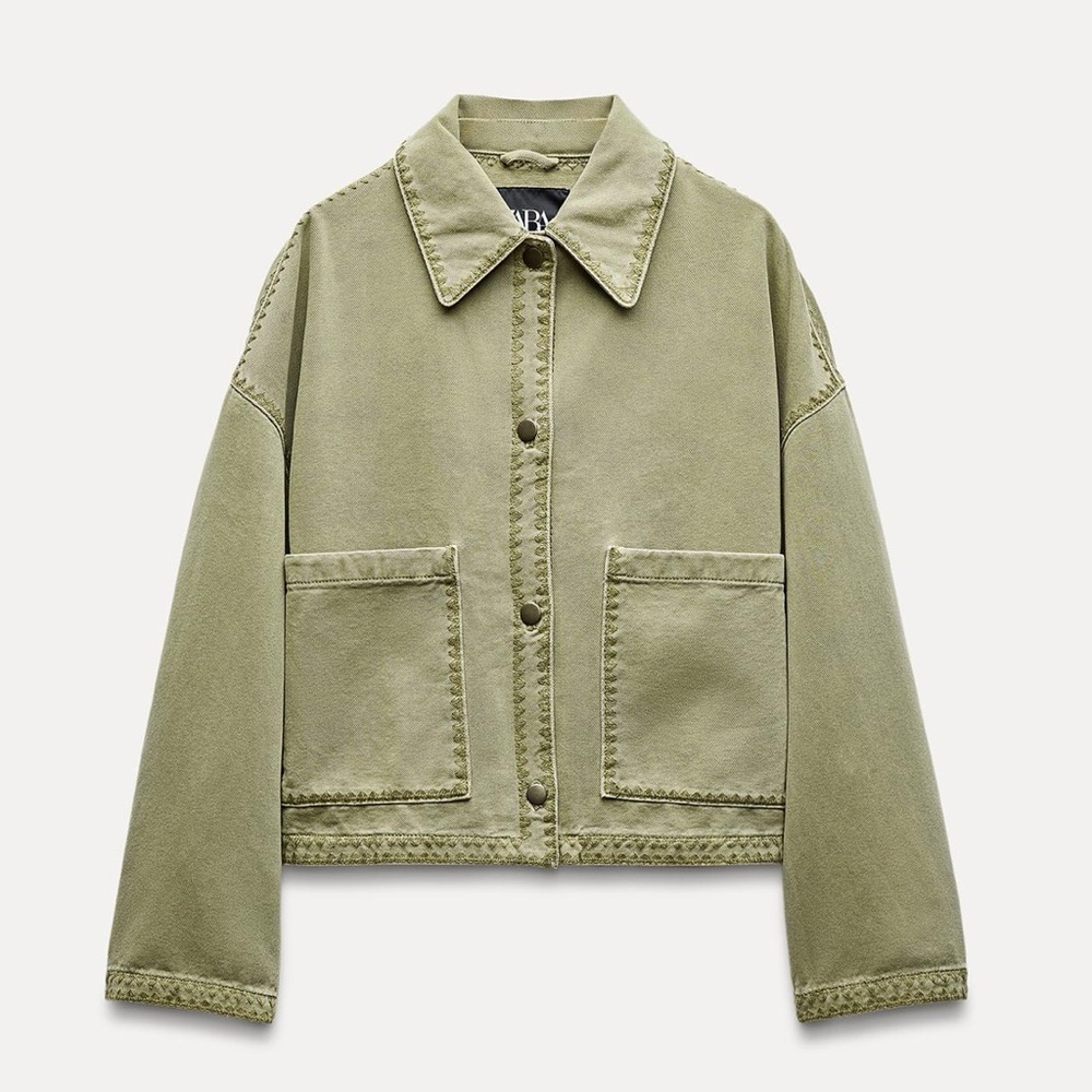 NWT Zara embroidered jacket - green